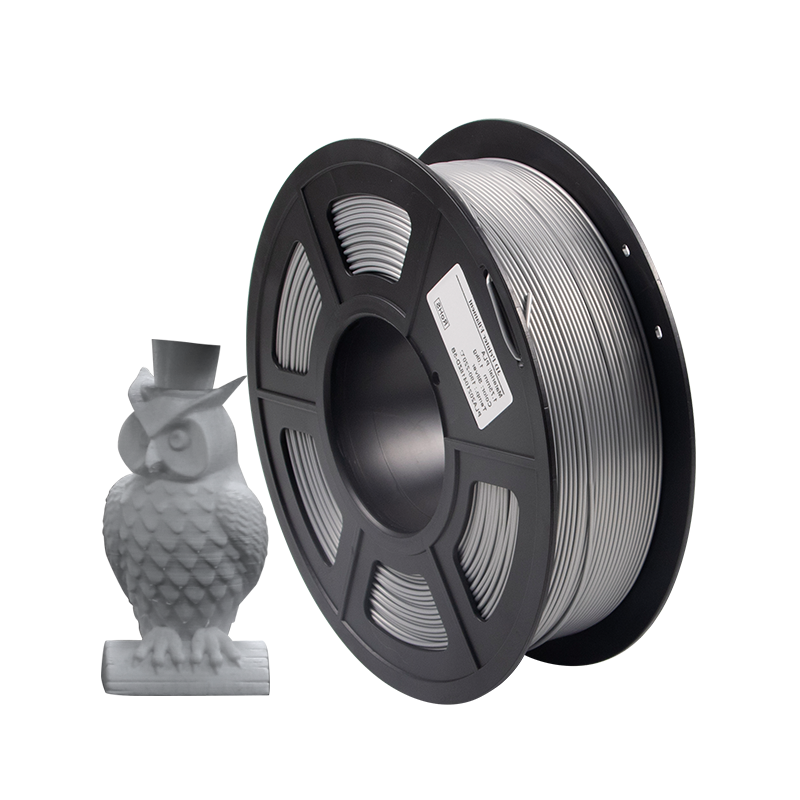 MNGDA Filamento PLA de color plata, 1,75mm para impresora 3D, 1kg(2.2lbs), plata.