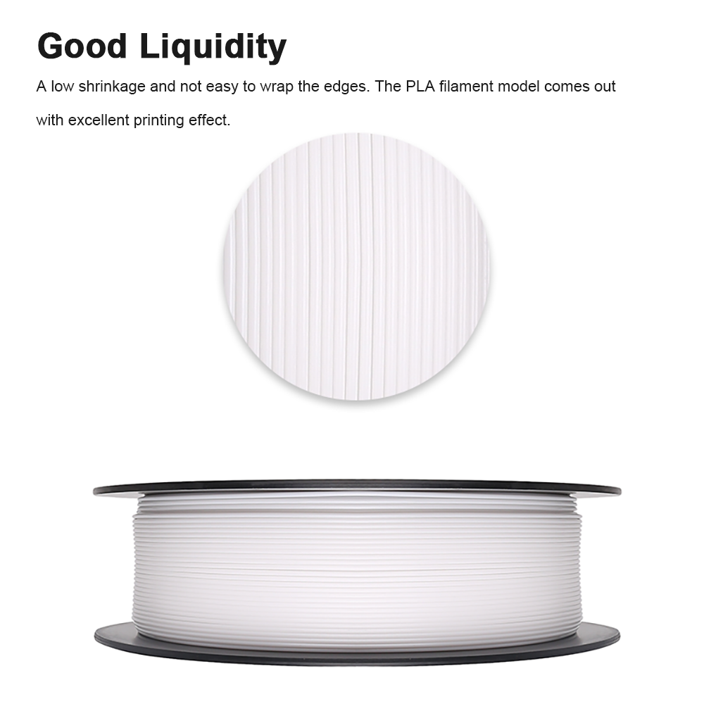 MNGDA Filamento PLA de color blanco, 1,75mm para impresora 3D, 1kg, blanco