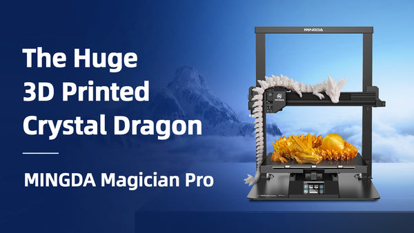 Stampa 3D Drago di cristallo articolato con stampante 3D MINGDA Smart Auto-livellante Magician Pro