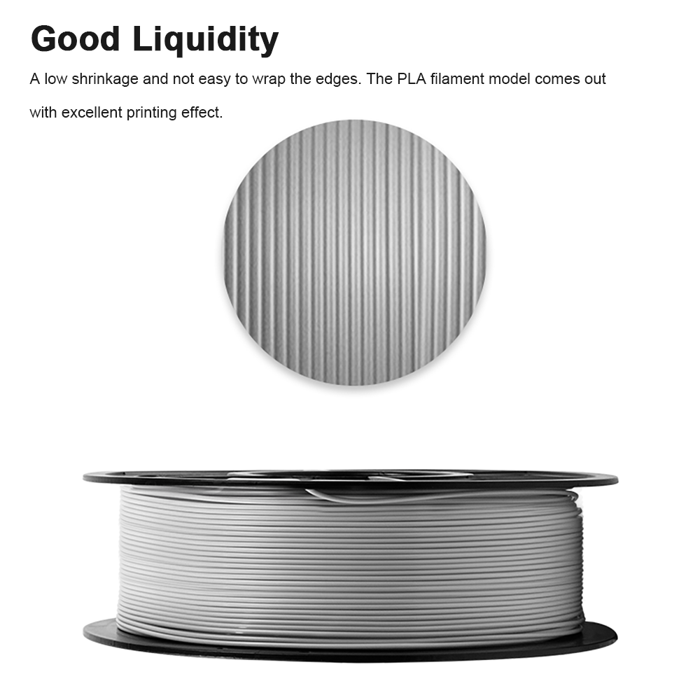 MINGDA Silber Farbe PLA Filament, 1,75mm für 3D-Drucker, 1kg (2,2 lbs), Silber
